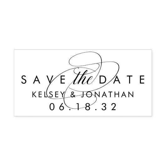 Eenvoudig Elegant Wedding sparen de Datum Zelfinktende Stempel (Design)