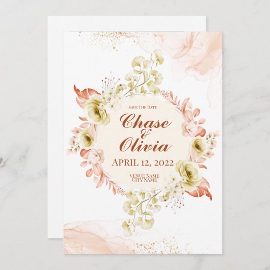 Eenvoudig Elegant Wedding sparen de Datumkaarten Kaart (Voorkant / Achterkant)