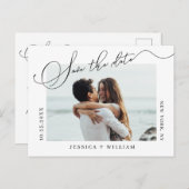 Eenvoudig Elegant Wedding sparen de Foto van de Da Aankondigingskaart (Voorkant / Achterkant)