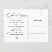 Eenvoudig Elegant Wedding sparen de Foto van de Da Aankondigingskaart (Achterkant)