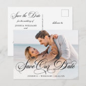 Eenvoudig Elegant Wedding sparen de Foto van de Da Briefkaart (Voorkant / Achterkant)