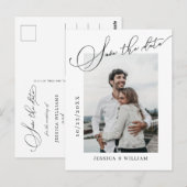 Eenvoudig Elegant Wedding sparen de Foto van de Da Briefkaart (Voorkant / Achterkant)