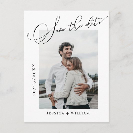 Eenvoudig Elegant Wedding sparen de Foto van de Da Briefkaart (Voorkant)