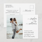 Eenvoudig Elegant Wedding sparen de Foto van de Da Briefkaart (Voorkant / Achterkant)