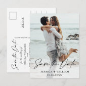 Eenvoudig Elegant Wedding sparen de Foto van de Da Briefkaart (Voorkant / Achterkant)