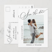 Eenvoudig Elegant Wedding sparen de Foto van de Da Briefkaart (Voorkant / Achterkant)