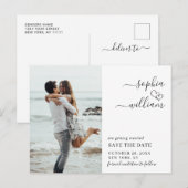 Eenvoudig Elegant Wedding sparen de Foto van de Da Briefkaart (Voorkant / Achterkant)