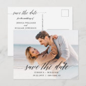 Eenvoudig Elegant Wedding sparen de Foto van de Da Briefkaart (Voorkant / Achterkant)
