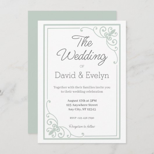 Eenvoudig Elegant Wedding Uitnodiging (Voorkant / Achterkant)