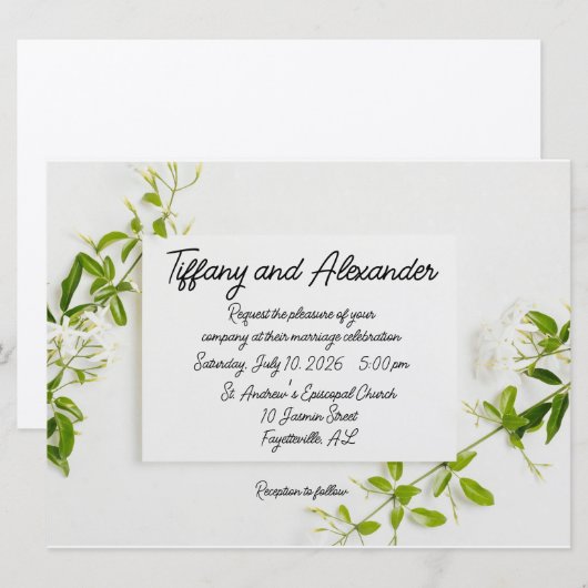 Eenvoudig Elegant Wedding Uitnodiging (Voorkant / Achterkant)