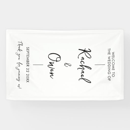 Eenvoudig elegant welkom op onze bruiloft spandoek (Horizontaal)