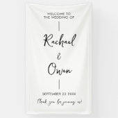 Eenvoudig elegant welkom op onze bruiloft spandoek (Verticaal)
