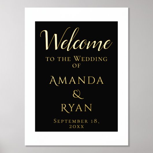Eenvoudig elegant welkomstscript bruiloft Gold Folie Afdrukken (Voorkant)