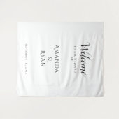 Eenvoudig Elegant Welkomstscript Trouwachtergrond Wandkleed (Voorkant (horizontaal))