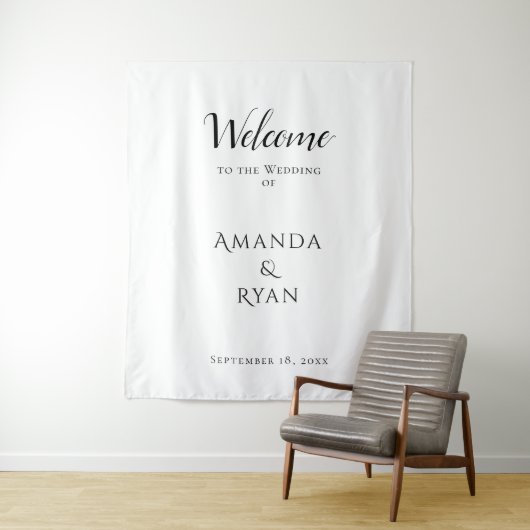 Eenvoudig Elegant Welkomstscript Trouwachtergrond Wandkleed (In situ)