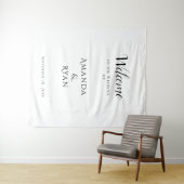 Eenvoudig Elegant Welkomstscript Trouwachtergrond Wandkleed (In Situ (horizontaal))