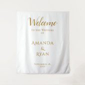 Eenvoudig Elegant Welkomstscript Trouwachtergrond Wandkleed (Voorkant)