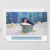 Eenvoudig Elegant White |Blue Photo Collage Boy Bi Aankondiging (Voorkant)