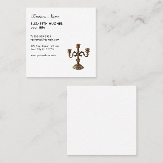 Eenvoudig Elegant White Copper Antiek Candelabra Vierkante Visitekaartje (Voorkant / Achterkant)