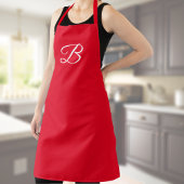 Eenvoudig Elegant White Custom Monogram op Solid R Schort