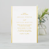 Eenvoudig Elegant White en Gold Wedding Folie Uitnodiging (Staand Voorkant)