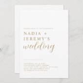 Eenvoudig Elegant White en Gold Wedding Kaart (Voorkant / Achterkant)