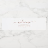 Eenvoudig Elegant White en Roos Gold Weddenschap W Waterfles Etiket (Enkel label)