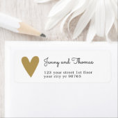 Eenvoudig Elegant White Faux Gold Heart Weddenscha Etiket (Insitu)