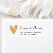 Eenvoudig Elegant White Faux Gold Heart Weddenscha Etiket (Insitu)