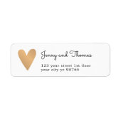 Eenvoudig Elegant White Faux Gold Heart Weddenscha Etiket (Voorkant)