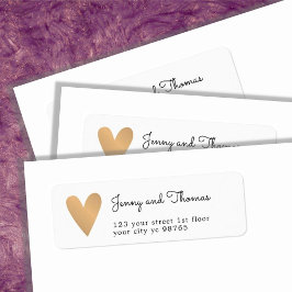 Eenvoudig Elegant White Faux Gold Heart Weddenscha Etiket