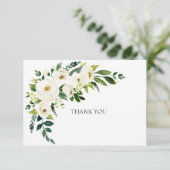 Eenvoudig Elegant White Floral Family Death Dank j Bedankkaart (Staand voorkant)