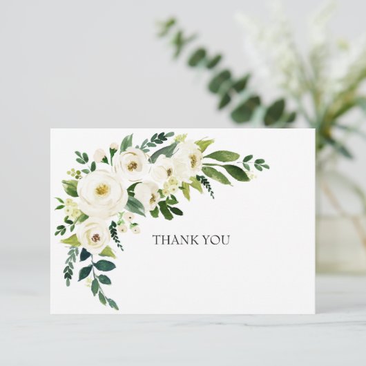 Eenvoudig Elegant White Floral Family Death Dank j Bedankkaart (Staand voorkant)