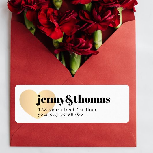 Eenvoudig Elegant White Gold Heart Weddenlabel Etiket