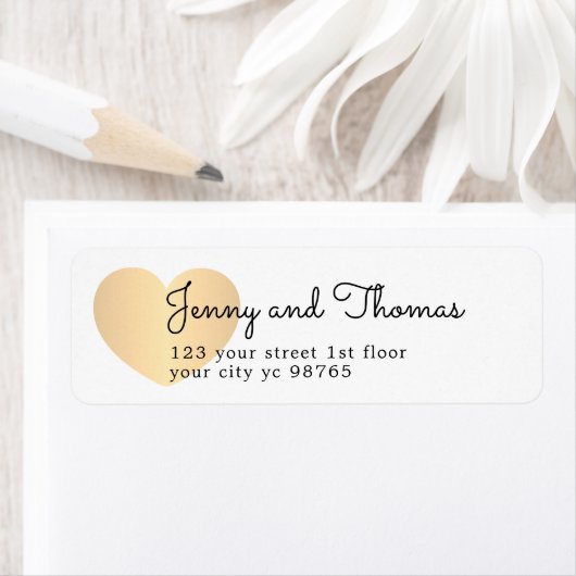 Eenvoudig Elegant White Gold Heart Weddenlabel Etiket (Insitu)