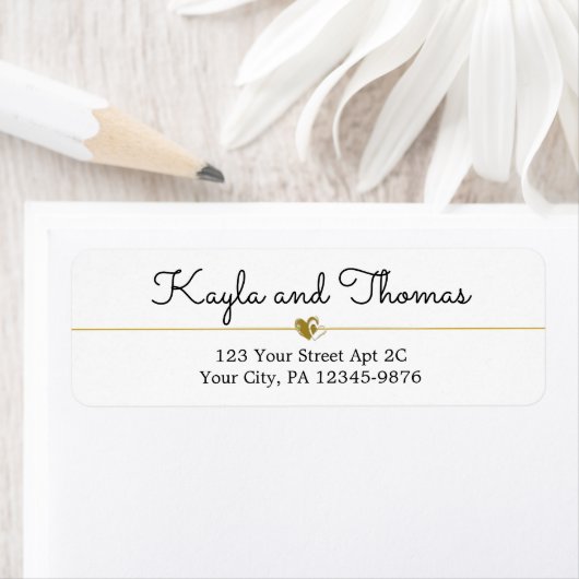 Eenvoudig Elegant White Gold Heart Weddenlabel Etiket (Insitu)