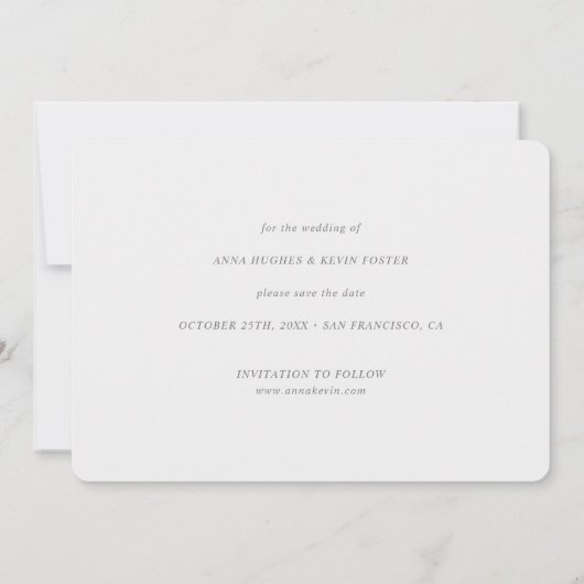 Eenvoudig Elegant White Script Custom Photo Weddin Save The Date (Achterkant)