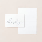 Eenvoudig Elegant White Silver Foil script Dank je Folie Kaarten (Display)