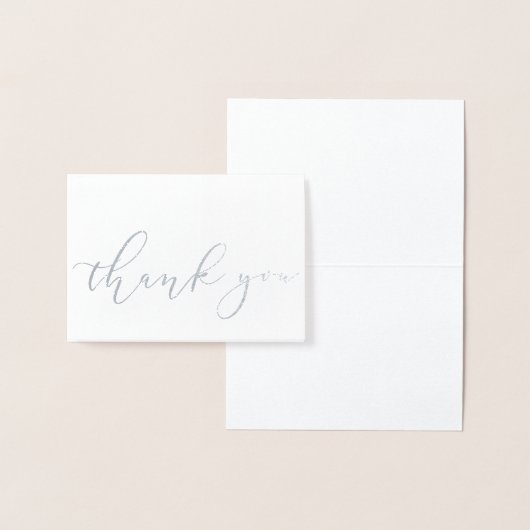 Eenvoudig Elegant White Silver Foil script Dank je Folie Kaarten (Display)