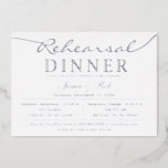 Eenvoudig Elegant White Silver Rehearsal Dinner Folie Uitnodiging<br><div class="desc">Eenvoudige Luxe White Silver-repetitie Invitaties voor Folie in het binnenste</div>