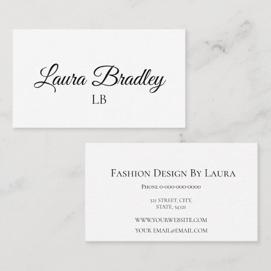 Eenvoudig Elegant White Visitekaartje (Voorkant / Achterkant)