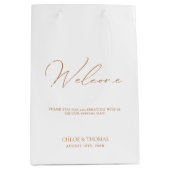 Eenvoudig Elegant White Weddenschap Welkom Dank je Medium Cadeauzakje (Voorkant)