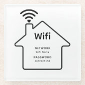 Eenvoudig Elegant WiFi-netwerk Wachtwoord Info Hot Glazen Onderzetter (Voorkant)