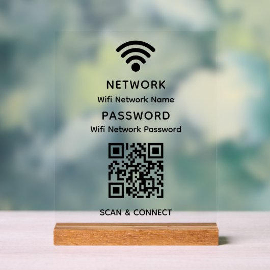 Eenvoudig elegant WiFi QR-codenetwerkwachtwoord Acryl Bord (Neutraal)