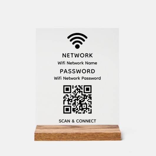 Eenvoudig elegant WiFi QR-codenetwerkwachtwoord Acryl Bord (Voorkant)