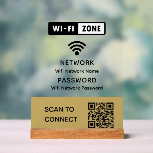 Eenvoudig elegant WiFi QR-codenetwerkwachtwoord Acryl Bord (Neutraal)