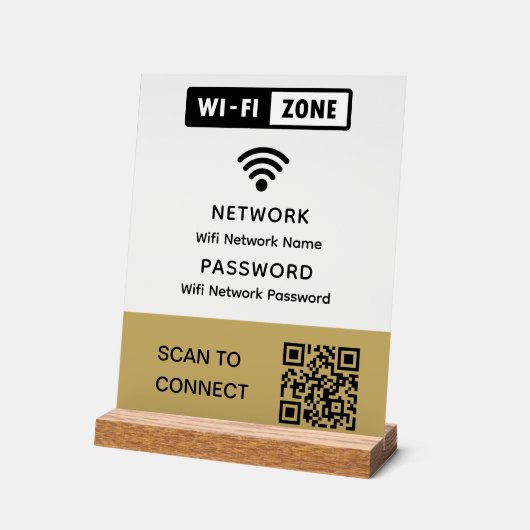 Eenvoudig elegant WiFi QR-codenetwerkwachtwoord Acryl Bord (Hoek)