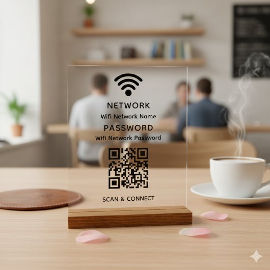 Eenvoudig elegant WiFi QR-codenetwerkwachtwoord Acryl Bord