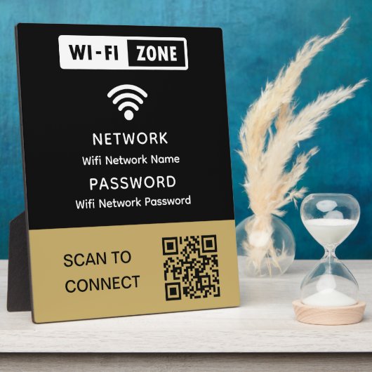 Eenvoudig elegant WiFi QR-codenetwerkwachtwoord Fotoplaat (Zijkant)