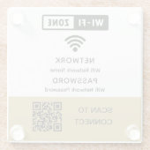 Eenvoudig elegant WiFi QR-codenetwerkwachtwoord Glazen Onderzetter (Achterkant)